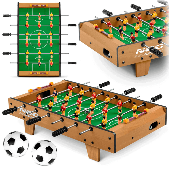 Joc fotbal de masa , placa MDF, 18 fotbalisti, ghidaje cu manere, asamblare simpla, 51 x 29,5 x 12 cm, natur - 3- Roveli