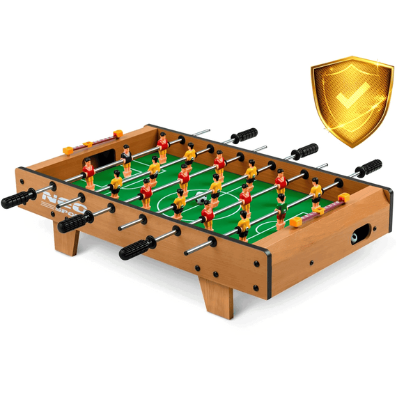 Joc fotbal de masa , placa MDF, 18 fotbalisti, ghidaje cu manere, asamblare simpla, 51 x 29,5 x 12 cm, natur - - Roveli