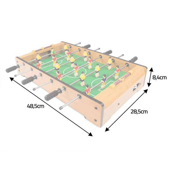Joc fotbal de masa , placa MDF, 18 fotbalisti, 6 ghidaje cromate, manere antiderapante, contor manual de goluri, 48,5 x 28,5 x 8,4 cm, natur - 2- Roveli