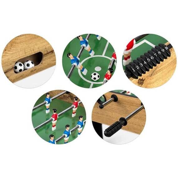 Joc fotbal de masa, placa MDF, reglarea inaltimi, 115 x 60 x 78 cm, 3 mingi, culoarea natur - 4- Roveli