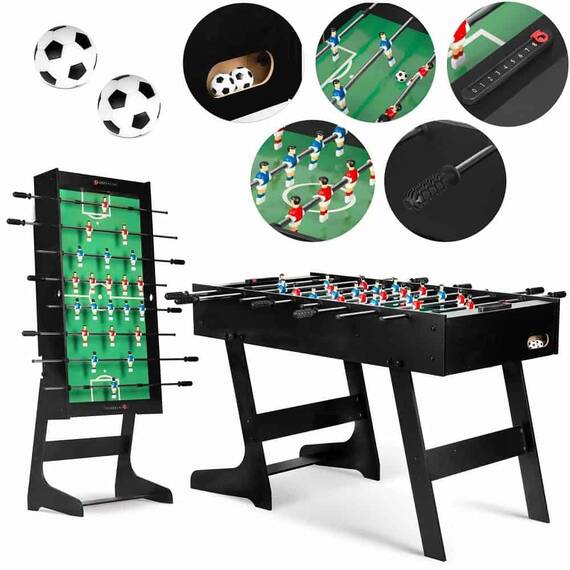 Joc fotbal de masa , placa MDF, structura mare, stabila, pliabila, 120 x 60 x 80 cm, negru - 7- Roveli