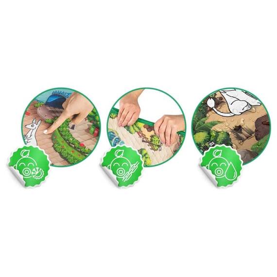 ​Spatiu de joaca 2 in 1, covoras din spuma si carte de colorat, asigura izolare termica fata de sol, textura anti-alunecare, model frumos cu animale de la Zoo, 120 x 90 cm, verde - 12- Roveli