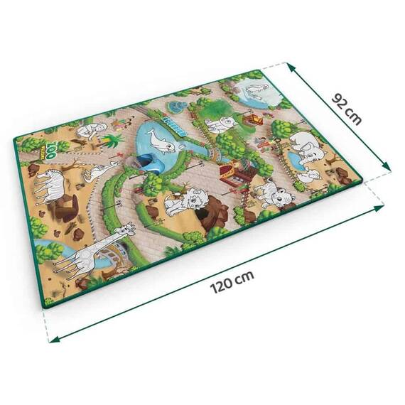 ​Spatiu de joaca 2 in 1, covoras din spuma si carte de colorat, asigura izolare termica fata de sol, textura anti-alunecare, model frumos cu animale de la Zoo, 120 x 90 cm, verde - 14- Roveli