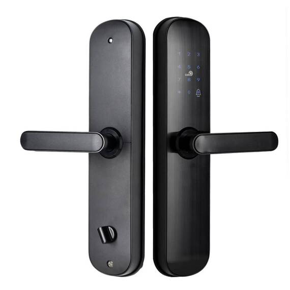 Incuietoare inteligenta DacEnergy©, pentru Acasa, Apartament, Airbnb, Vila, deblocare Fingerpint, Aplicatie TTLock, Cod, Card RFID, Cheie, negru - - Roveli