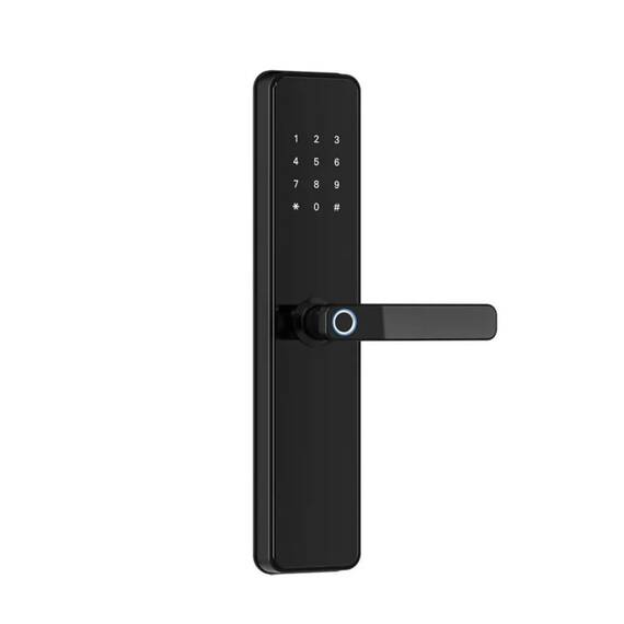 Incuietoare inteligenta DacEnergy©, aplicatie telefon, amprenta, parola, card si cheie, Wifi, Bluetooth, Tuya Smart TT Lock, de inalta securitate, grosimea usii 40-110 mm, negru - - Roveli