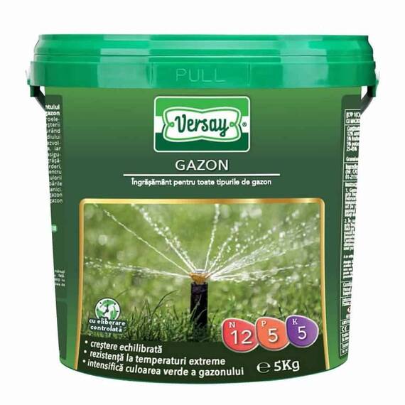 Ingrasamant gazon Versay, forma granulata, intensifica culoarea, rezistenta ridicata la seceta/inghet, 5 kg - - Roveli