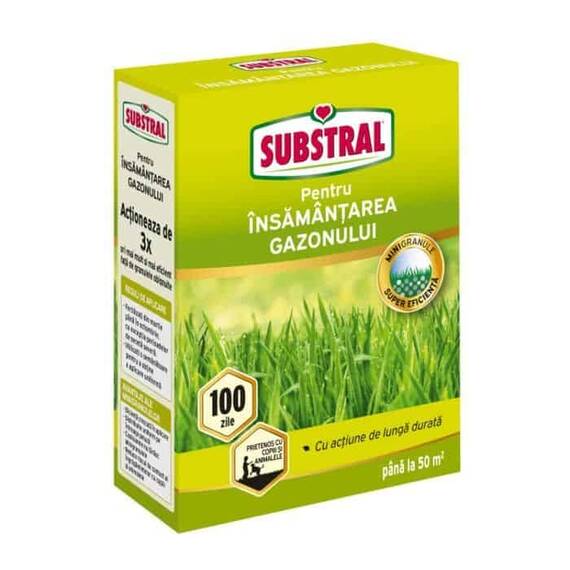 Ingrasamant pentru gazon Substral, special pentru insamantare, actiune indelungata de pana la 100 de zile, granule, 1 kg - - Roveli