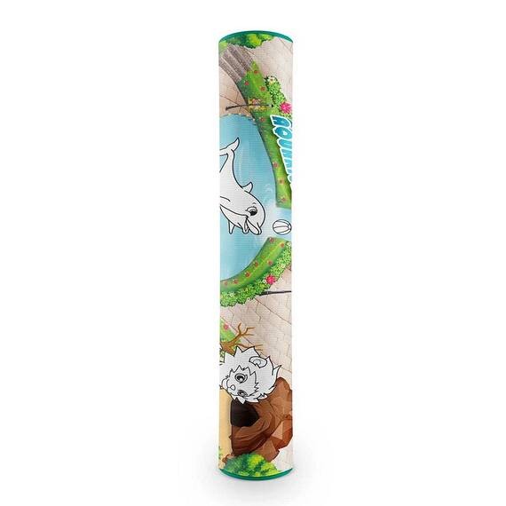 ​Spatiu de joaca 2 in 1, covoras din spuma si carte de colorat, asigura izolare termica fata de sol, textura anti-alunecare, model frumos cu animale de la Zoo, 120 x 90 cm, verde - 6- Roveli