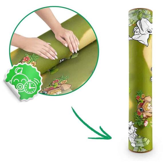 Spatiu de joaca 2 in 1, covoras din spuma si carte de colorat, asigura izolare termica fata de sol, textura anti-alunecare, model frumos cu dinozauri, 120 x 90 cm, verde si maro - 6- Roveli