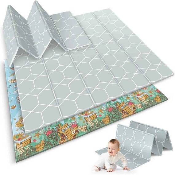 Covoras pliabil din spuma, doua fete, izolare termica, model frumos, unic, ocean, 200 x 180 x 1 cm, albastru - 8- Roveli