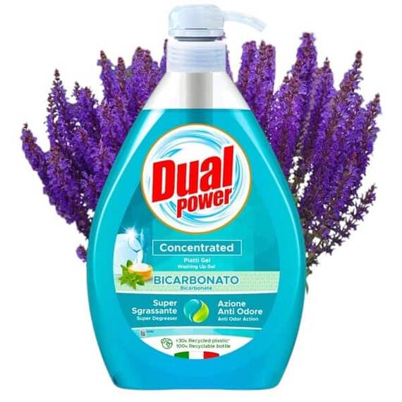 Detergent de vase Dual Power, manual, super concentrat, bicarbonat si salvie, 1000 ml - 2- Roveli