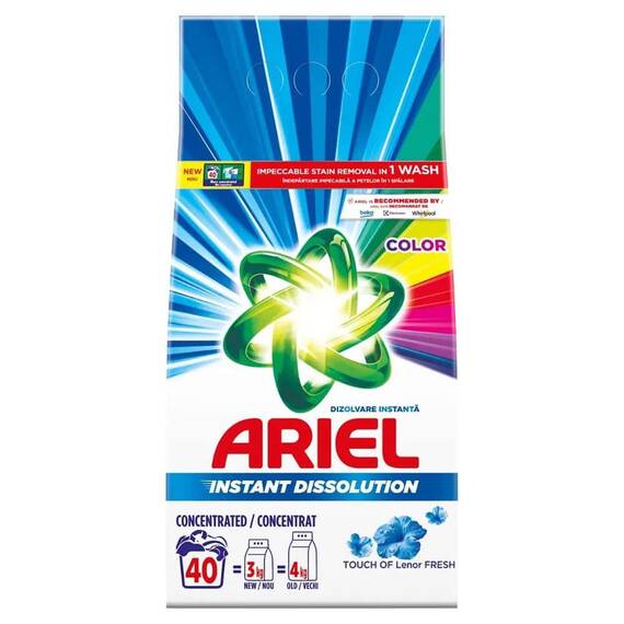 Detergent de rufe automat Ariel Touch of Lenor Fresh, 3 kg, formula concentrata, 40 spalari - - Roveli