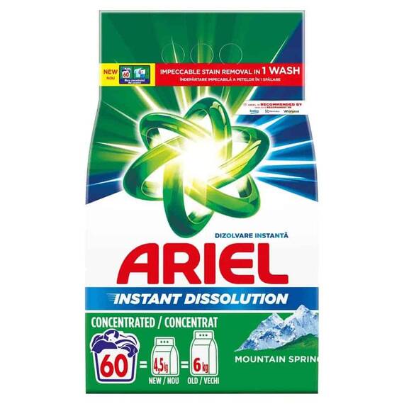 Detergent de rufe automat Ariel Mountain Spring, 4.5 kg, formula concentrata, 60 spalari - - Roveli