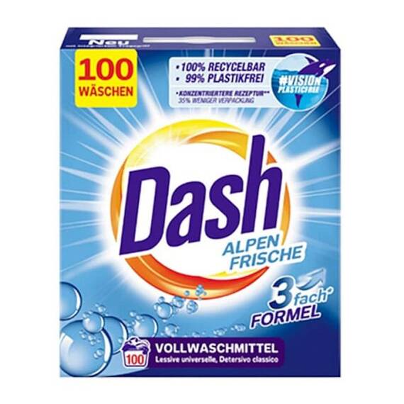 Detergent de rufe automat Dash Alpin Fresh, 6 kg, rufe stralucitoare, 100 spalari - - Roveli