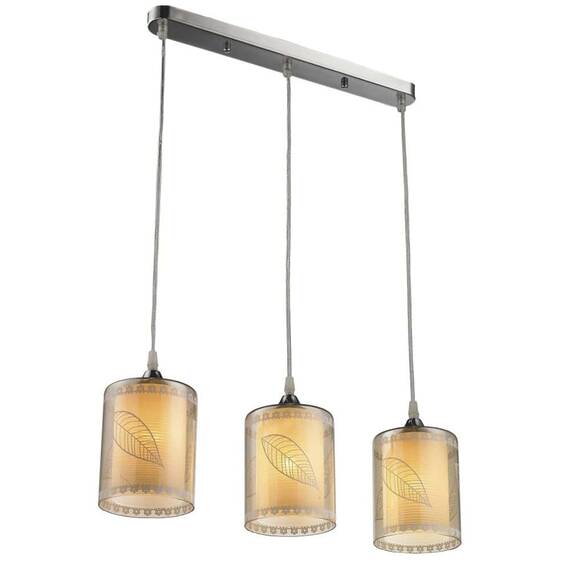 Suspensie Klausen, structura din metal, trei dispersoare din sticla fumurie, dulie E27, 40W, inaltime ajustabila, gri - - Roveli