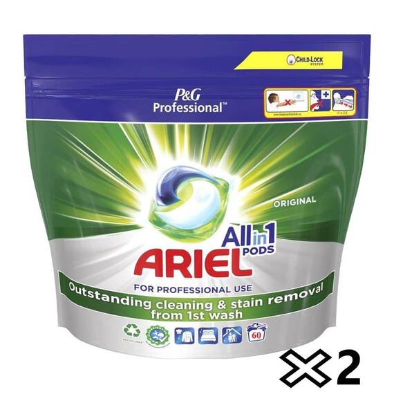 ​Ariel detergent de rufe capsule, All in 1 Pods Regular, indeparteaza petele, protejeaza rufele, 2x60 buc, 120 spalari - 2- Roveli