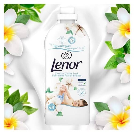 ​Balsam de rufe Lenor Sensitive Cotton Fresh, prospetime de lunga durata, hipoalergenic, 1.2 l, 48 spalari - 2- Roveli