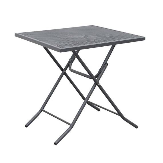 Set masa patrata pentru gradina DacEnergy©, din metal, cu blat sticla, 4 scaune pliante, gri, 70 x 70 x 70.5 cm - 2- Roveli