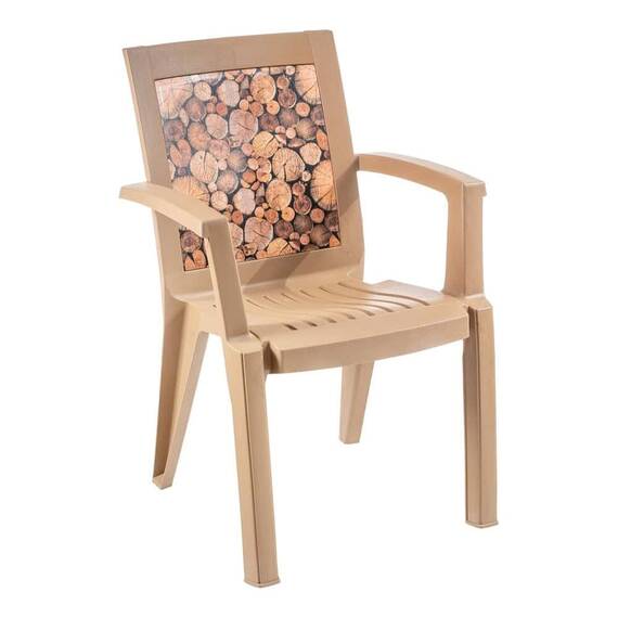 Set masa DacEnergy©, confectionat din polipropilena, forma dreptunghiulara, cu model imprimat, fixa, 4 scaune, rezistenta la umezeala, 140 x 73 x 80 cm, teak - 2- Roveli