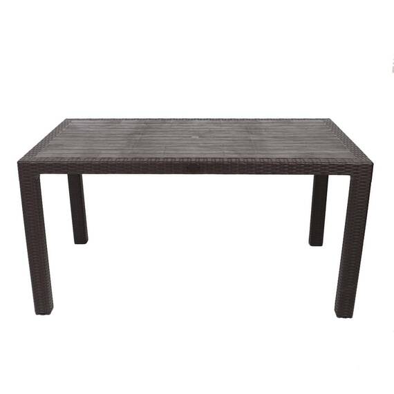 Set masa DacEnergy©, fabricat din polipropilena, cu model impletitura de ratan, forma dreptunghiulara, cu 6 scaune, pentru interior/ exterior, 150 x 90 x 74 cm, wenge - 2- Roveli