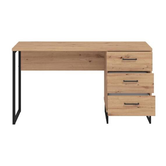 Birou DacEnergy©, din PAL melaminat, stil rustic, designul unic, 3 sertare, stejar artisan, 137.5 x 56 x 75 cm - 2- Roveli