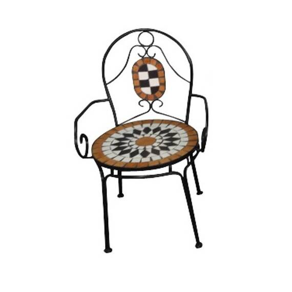 Set mobilier gradina DacEnergy©, cu masa rotunda si 2 scaune, confectionate din otel cu mozaic - 3- Roveli