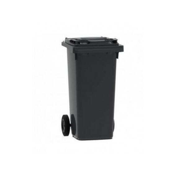Pubela de inalta calitate DacEnergy©, plastic, cu capac, 2 roti, rezistenta UV si inghet, 120l, locas cip, gri inchis, 550x480x964 mm - - Roveli