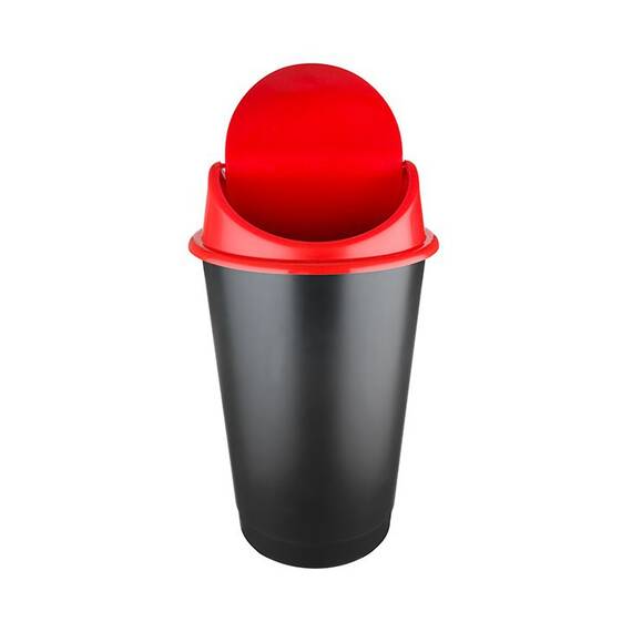 Cos de gunoi DacEnergy©, realizat din plastic, cu capac batant, capacitatea 60 l, rosu - - Roveli