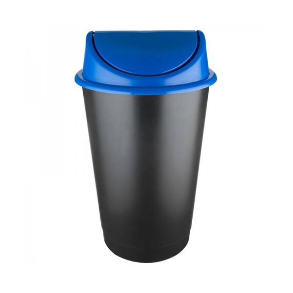 Cos de gunoi DacEnergy©, realizat din plastic, cu capac batant, capacitatea 60 l, albastru - 2- Roveli