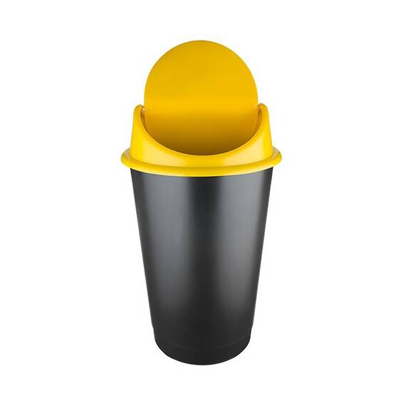 Cos de gunoi DacEnergy©, realizat din plastic, cu capac batant, capacitatea 60 l, galben - 2- Roveli