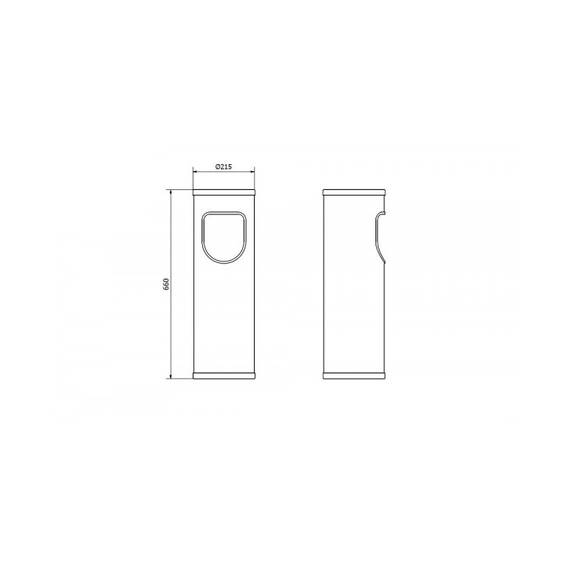 Cos de gunoi cu scrumiera DacEnergy©, realizat din inox, 25 litri, 66x21,5 cm, negru - - Roveli