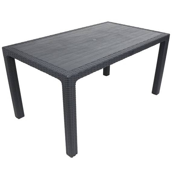 Set masa DacEnergy©, fabricat din polipropilena, cu model impletitura de ratan, forma dreptunghiulara, cu 6 scaune, pentru interior/ exterior, 150 x 90 x 74 cm, gri - 3- Roveli