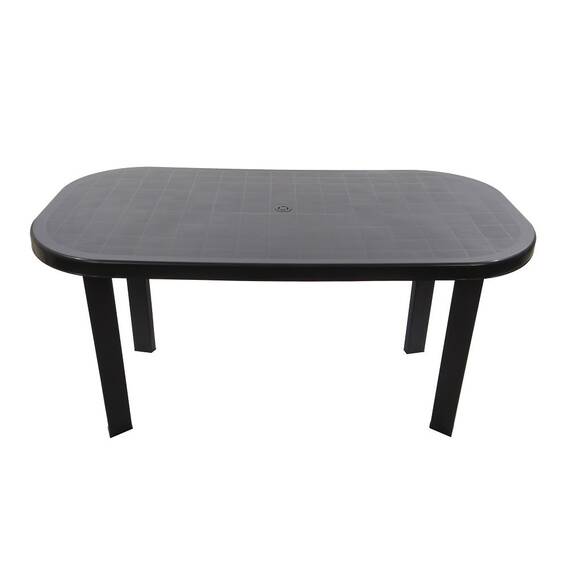 Set mobilier gradina DacEnergy©, fabricat din polipropilena, masa ovala si opt scaune, rezistent la umiditate si UV, gri - 3- Roveli