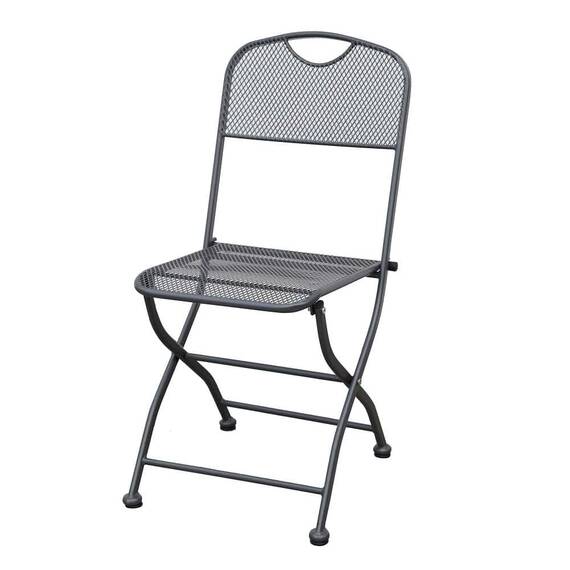 Set masa patrata pentru gradina DacEnergy©, din metal, cu blat sticla, 4 scaune pliante, gri, 70 x 70 x 70.5 cm - 3- Roveli