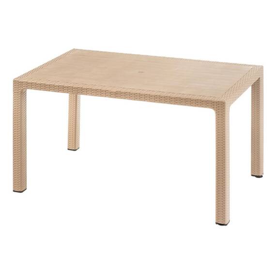 Set masa DacEnergy©, fabricat din polipropilena, cu model impletitura de ratan, forma dreptunghiulara, cu 6 scaune, pentru interior/ exterior, crem - 3- Roveli