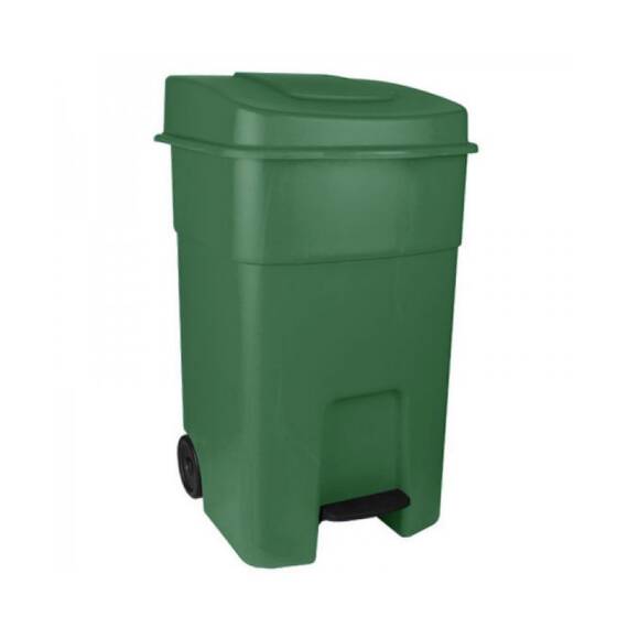 Pubela de gunoi  DacEnergy© din plastic, cu pedala si capac, 72 x 49 x 41 cm, 80 l, verde - - Roveli