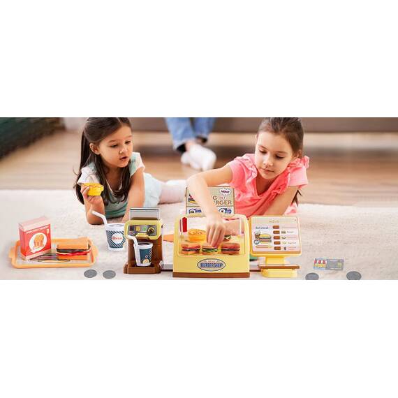 Set joc de rol DacEnergy©, casa de marcat, aparat cafea, hamburger fastfood, cu sunet, joc imaginativ si de dezvoltare a abilitatilor, 30 x 15 x 20 cm, 25 de bucati - 9- Roveli