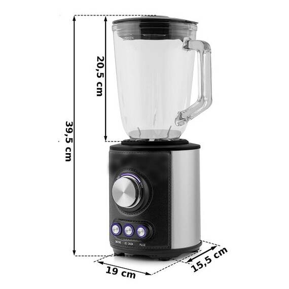 Blender, 800 W, 3 functii suplimentare - zdrobirea ghetii, smoothie si pulsatie, protectie la supraincalzire, protectie impotriva asamblarii incorecte, 1,5 l, negru - 4- Roveli