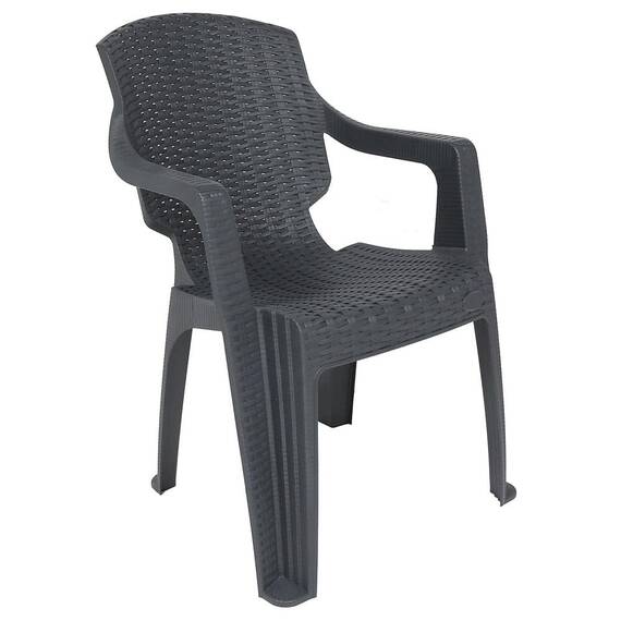 Set masa DacEnergy©, fabricat din polipropilena, cu model impletitura de ratan, forma dreptunghiulara, cu 6 scaune, pentru interior/ exterior, 150 x 90 x 74 cm, gri - 4- Roveli