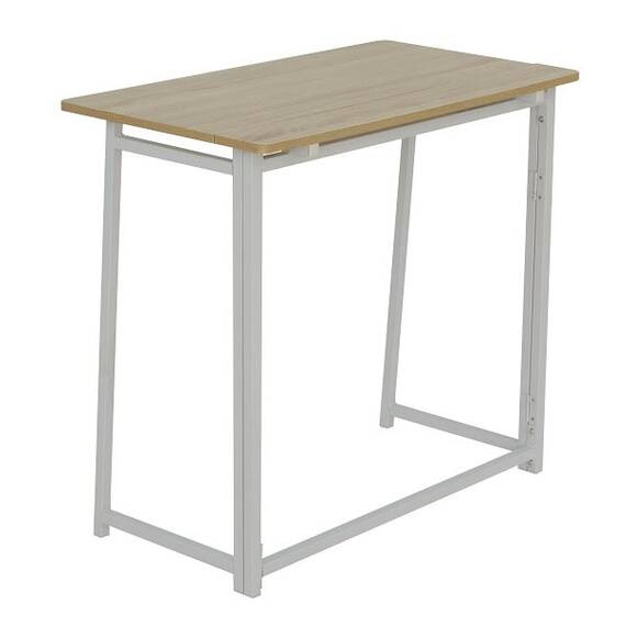 Birou DacEnergy©, structura din metal, blat din PAL melaminat, pliabil, 80 x 74 x 44 cm, finisaj alb si stejar - 4- Roveli