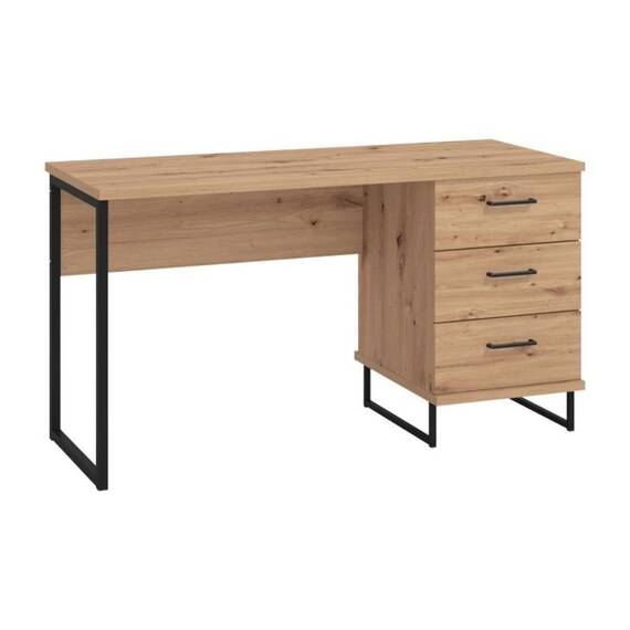 Birou DacEnergy©, din PAL melaminat, stil rustic, designul unic, 3 sertare, stejar artisan, 137.5 x 56 x 75 cm - 4- Roveli