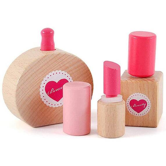 Set trusa de machiaj DacEnergy©, din lemn non-toxic, pentru feteite, 11 piese,  21.5 x 16 x 6 cm, roz - 5- Roveli