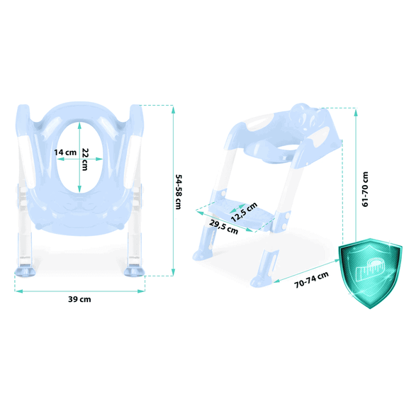 Reductor pentru toaleta cu scarita , 2 in 1, cu un koala decorativ, pliabil, picioare anti-alunecare, inaltime reglabila, albastru inchis - 5- Roveli