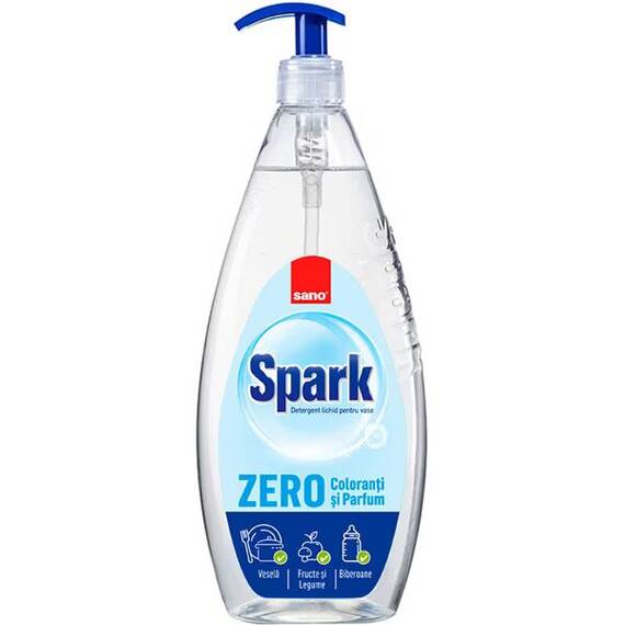 Detergent de vase Sano Spark Zero, manual, fara miros, fara conservanti, 1l - - Roveli