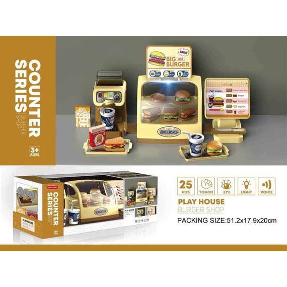 Set joc de rol DacEnergy©, casa de marcat, aparat cafea, hamburger fastfood, cu sunet, joc imaginativ si de dezvoltare a abilitatilor, 30 x 15 x 20 cm, 25 de bucati - 3- Roveli