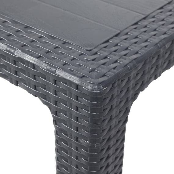 Set masa DacEnergy©, fabricat din polipropilena, cu model impletitura de ratan, forma dreptunghiulara, cu 6 scaune, pentru interior/ exterior, 150 x 90 x 74 cm, gri - 5- Roveli