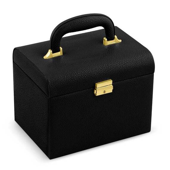 Geanta organizatoare cosmetice DacEnergy©, piele ecologica, rezistent la abraziune, cu cheie, oglinda, compartimente practice, 22,5x 16,5 x 17,2 cm, neagra - 7- Roveli