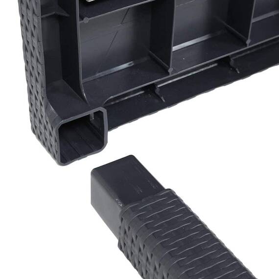 Set masa DacEnergy©, fabricat din polipropilena, cu model impletitura de ratan, forma dreptunghiulara, cu 6 scaune, pentru interior/ exterior, 150 x 90 x 74 cm, gri - 7- Roveli