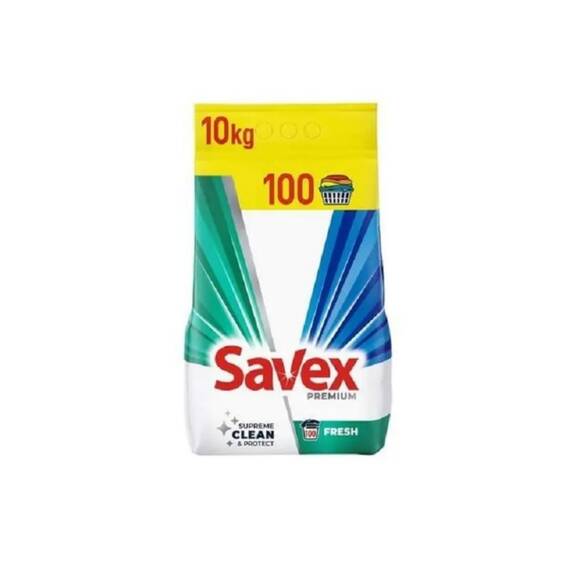 Detergent de rufe automat, Savex 2in1 Fresh, 10 kg, miros puternic, 100 spalari - - Roveli
