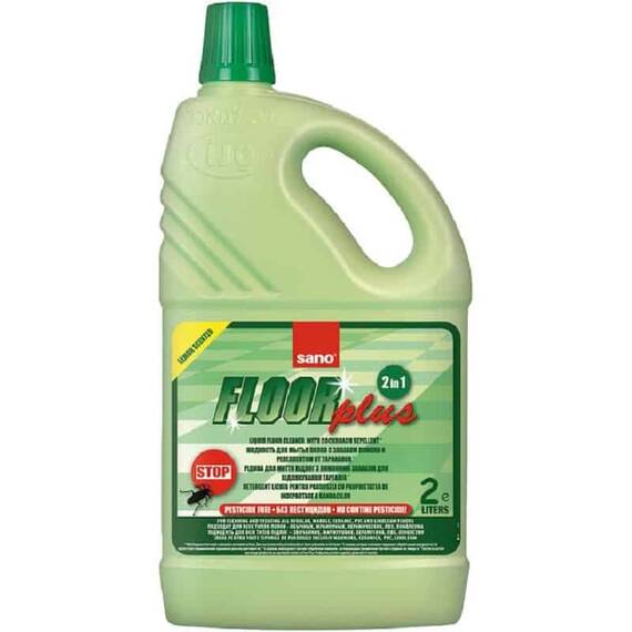 Detergent pentru pardoseli Sano Floor Plus, cu proprietatea de alungare a gandacilor, parfum de lamaie, 2 l - - Roveli